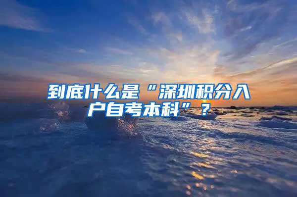 到底什么是“深圳积分入户自考本科”？