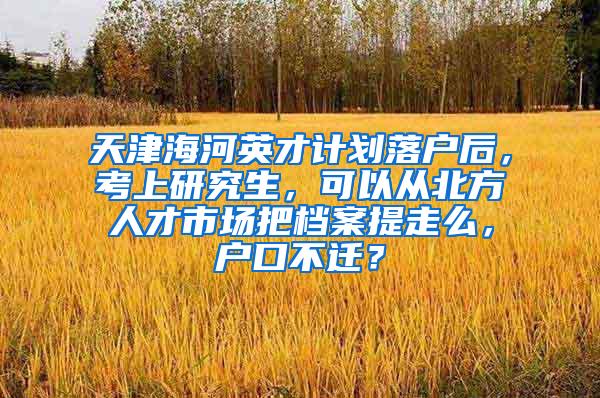 天津海河英才计划落户后，考上研究生，可以从北方人才市场把档案提走么，户口不迁？