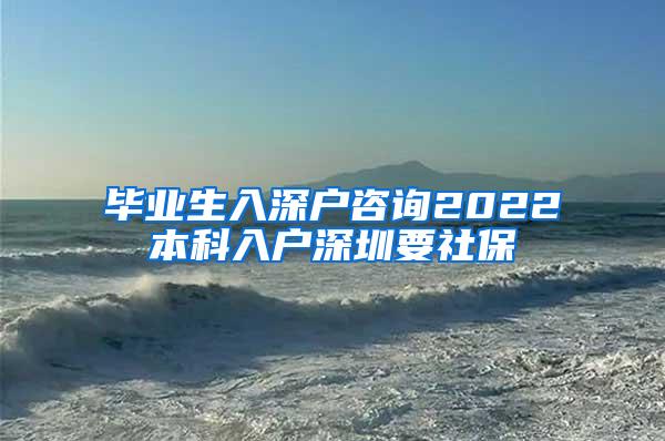 毕业生入深户咨询2022本科入户深圳要社保