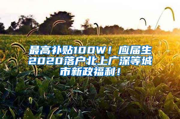 最高补贴100W！应届生2020落户北上广深等城市新政福利！