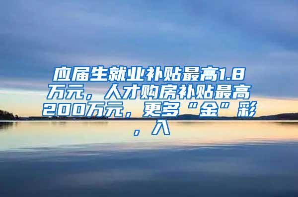 应届生就业补贴最高1.8万元，人才购房补贴最高200万元，更多“金”彩，入↓