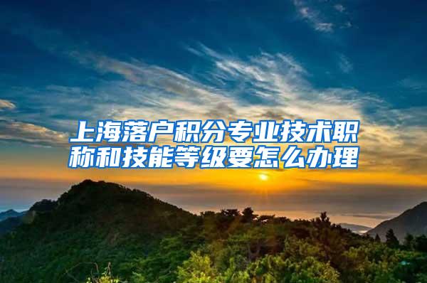 上海落户积分专业技术职称和技能等级要怎么办理