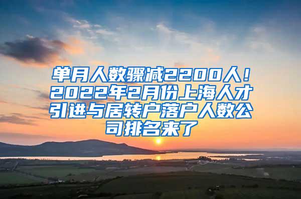 单月人数骤减2200人！2022年2月份上海人才引进与居转户落户人数公司排名来了