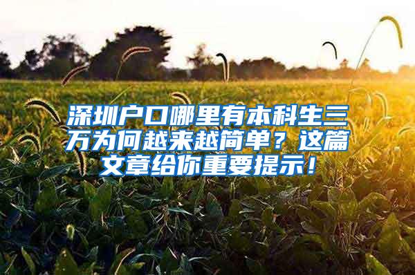 深圳户口哪里有本科生三万为何越来越简单？这篇文章给你重要提示！