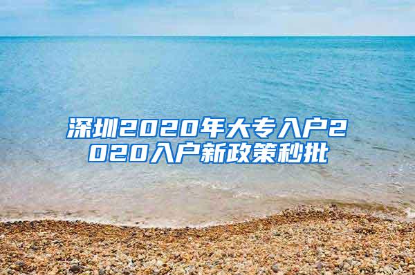 深圳2020年大专入户2020入户新政策秒批