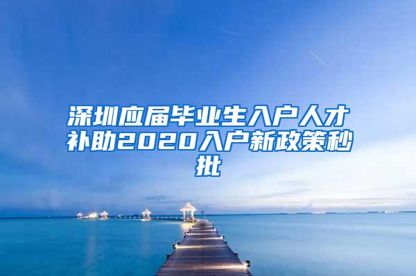 深圳应届毕业生入户人才补助2020入户新政策秒批