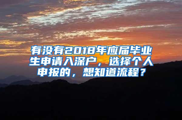 有没有2018年应届毕业生申请入深户，选择个人申报的，想知道流程？