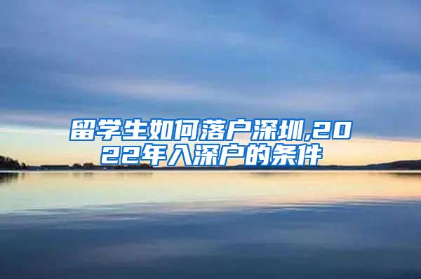 留学生如何落户深圳,2022年入深户的条件