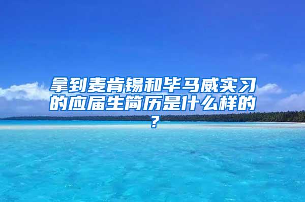 拿到麦肯锡和毕马威实习的应届生简历是什么样的？