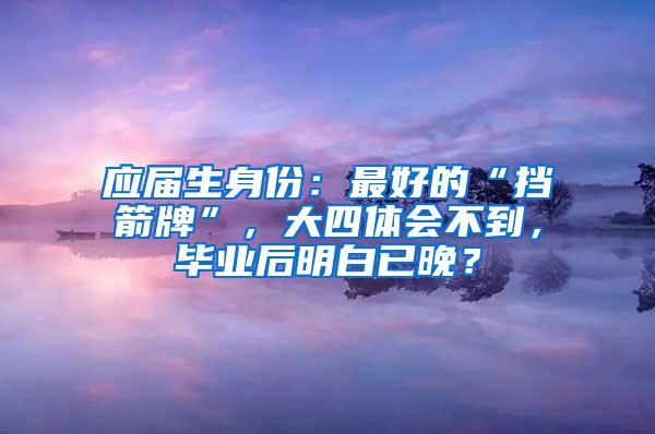 应届生身份：最好的“挡箭牌”，大四体会不到，毕业后明白已晚？