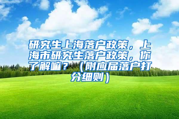 研究生上海落户政策，上海市研究生落户政策，你了解嘛？（附应届落户打分细则）