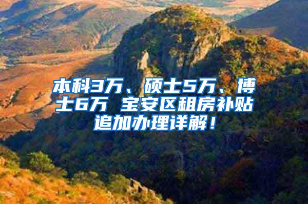 本科3万、硕士5万、博士6万 宝安区租房补贴追加办理详解！