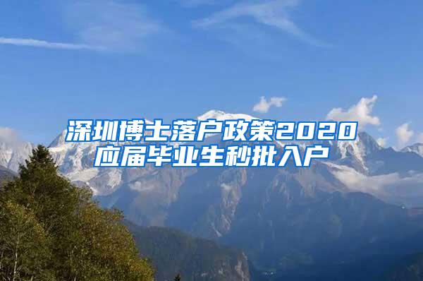 深圳博士落户政策2020应届毕业生秒批入户