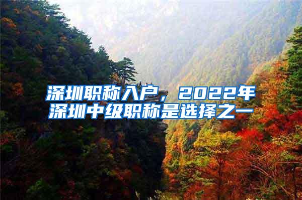 深圳职称入户，2022年深圳中级职称是选择之一