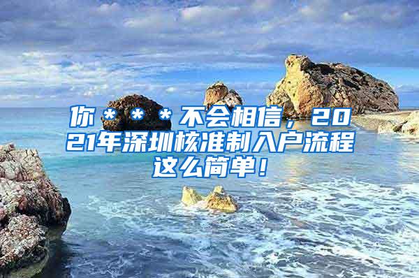 你＊＊＊不会相信，2021年深圳核准制入户流程这么简单！