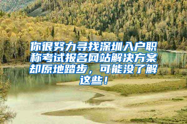 你很努力寻找深圳入户职称考试报名网站解决方案却原地踏步，可能没了解这些！