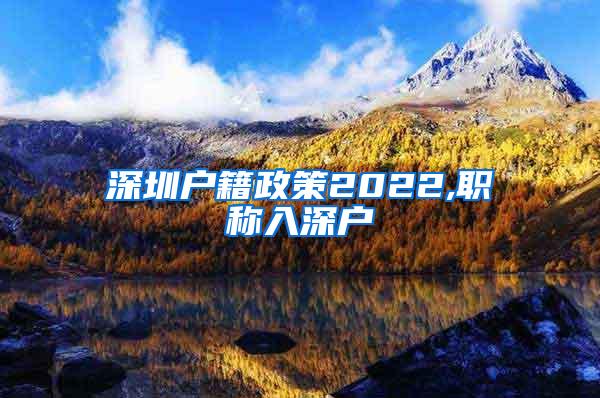 深圳户籍政策2022,职称入深户