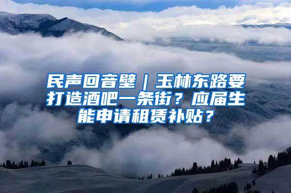 民声回音壁｜玉林东路要打造酒吧一条街？应届生能申请租赁补贴？