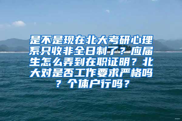 是不是现在北大考研心理系只收非全日制了？应届生怎么弄到在职证明？北大对是否工作要求严格吗？个体户行吗？