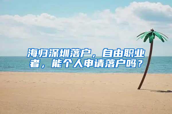 海归深圳落户，自由职业者，能个人申请落户吗？