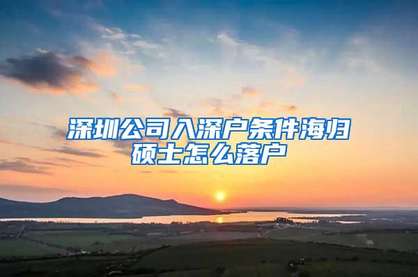 深圳公司入深户条件海归硕士怎么落户