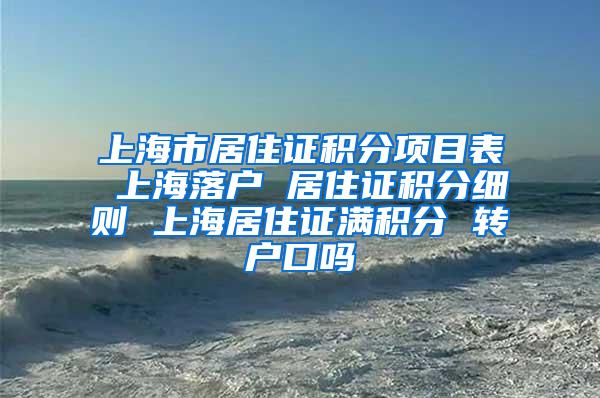 上海市居住证积分项目表 上海落户 居住证积分细则 上海居住证满积分 转户口吗