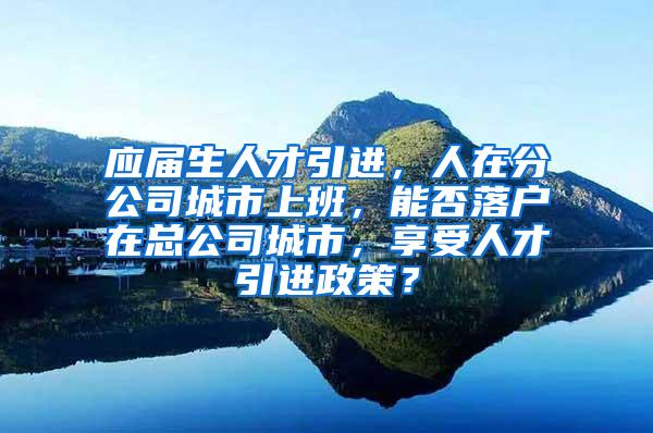 应届生人才引进，人在分公司城市上班，能否落户在总公司城市，享受人才引进政策？