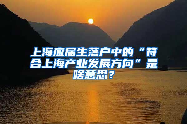 上海应届生落户中的“符合上海产业发展方向”是啥意思？