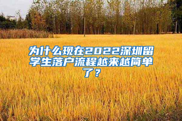 为什么现在2022深圳留学生落户流程越来越简单了？