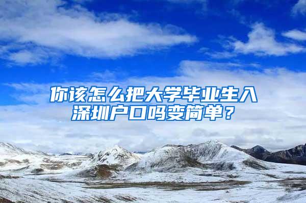 你该怎么把大学毕业生入深圳户口吗变简单？