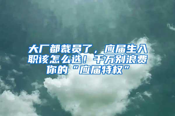 大厂都裁员了，应届生入职该怎么选！千万别浪费你的“应届特权”