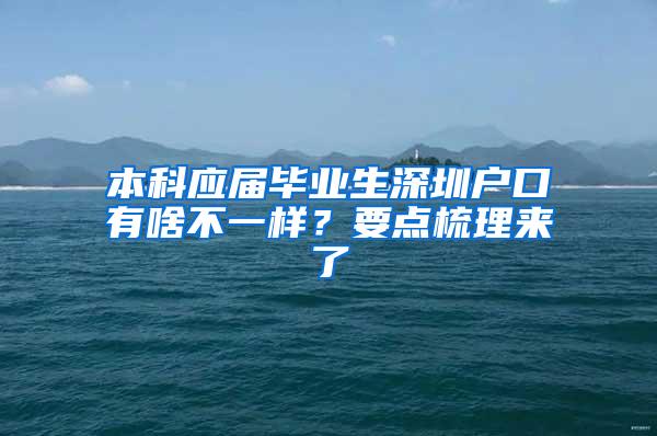 本科应届毕业生深圳户口有啥不一样？要点梳理来了