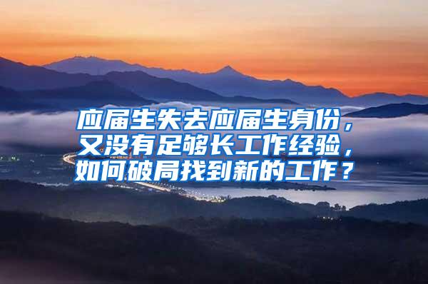 应届生失去应届生身份，又没有足够长工作经验，如何破局找到新的工作？