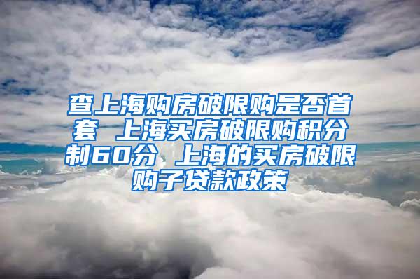 查上海购房破限购是否首套 上海买房破限购积分制60分 上海的买房破限购子贷款政策