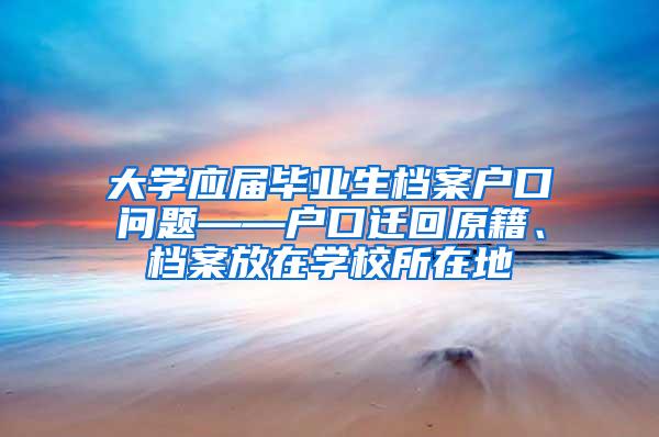 大学应届毕业生档案户口问题——户口迁回原籍、档案放在学校所在地