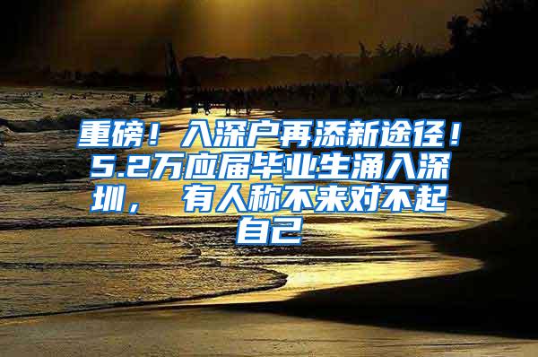 重磅！入深户再添新途径！5.2万应届毕业生涌入深圳， 有人称不来对不起自己