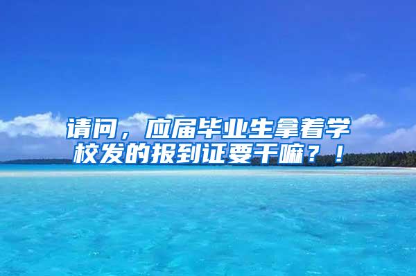 请问，应届毕业生拿着学校发的报到证要干嘛？！