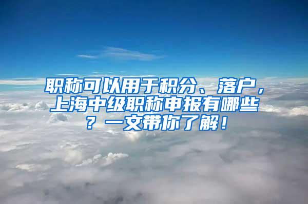 职称可以用于积分、落户，上海中级职称申报有哪些？一文带你了解！