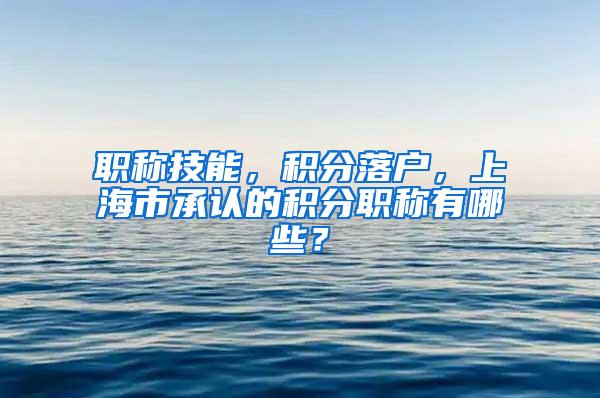 职称技能，积分落户，上海市承认的积分职称有哪些？