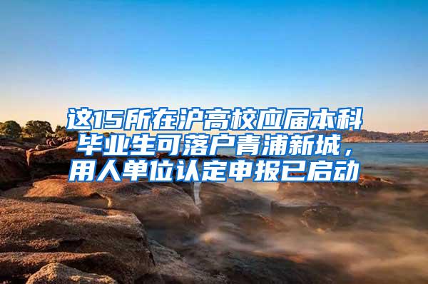 这15所在沪高校应届本科毕业生可落户青浦新城，用人单位认定申报已启动