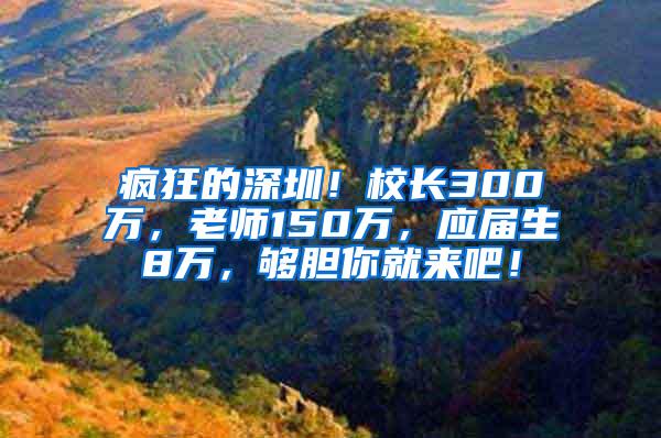 疯狂的深圳！校长300万，老师150万，应届生8万，够胆你就来吧！