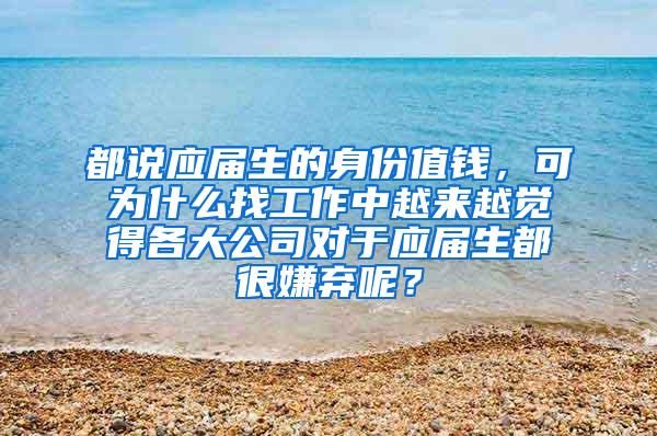 都说应届生的身份值钱，可为什么找工作中越来越觉得各大公司对于应届生都很嫌弃呢？