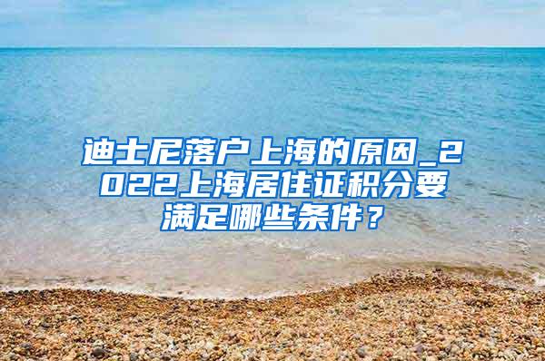 迪士尼落户上海的原因_2022上海居住证积分要满足哪些条件？