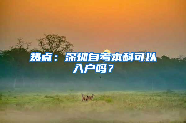 热点：深圳自考本科可以入户吗？