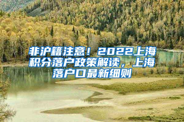 非沪籍注意！2022上海积分落户政策解读，上海落户口最新细则