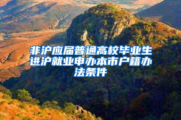 非沪应届普通高校毕业生进沪就业申办本市户籍办法条件