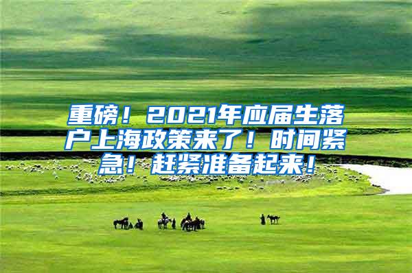 重磅！2021年应届生落户上海政策来了！时间紧急！赶紧准备起来！