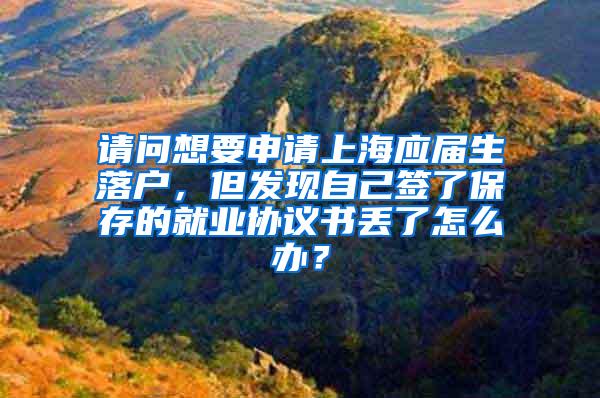 请问想要申请上海应届生落户，但发现自己签了保存的就业协议书丢了怎么办？