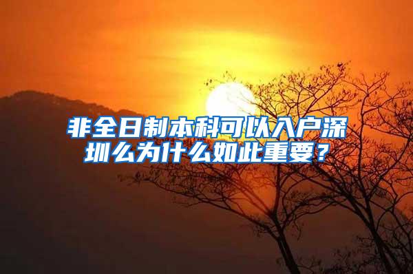 非全日制本科可以入户深圳么为什么如此重要？