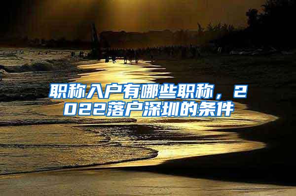 职称入户有哪些职称，2022落户深圳的条件